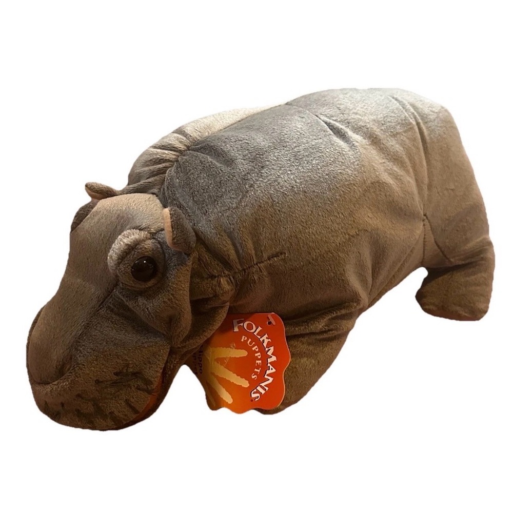 NWT Folkmanis Hippopotamus Puppet Plush Realistic Long Vintage Stuffed Animal